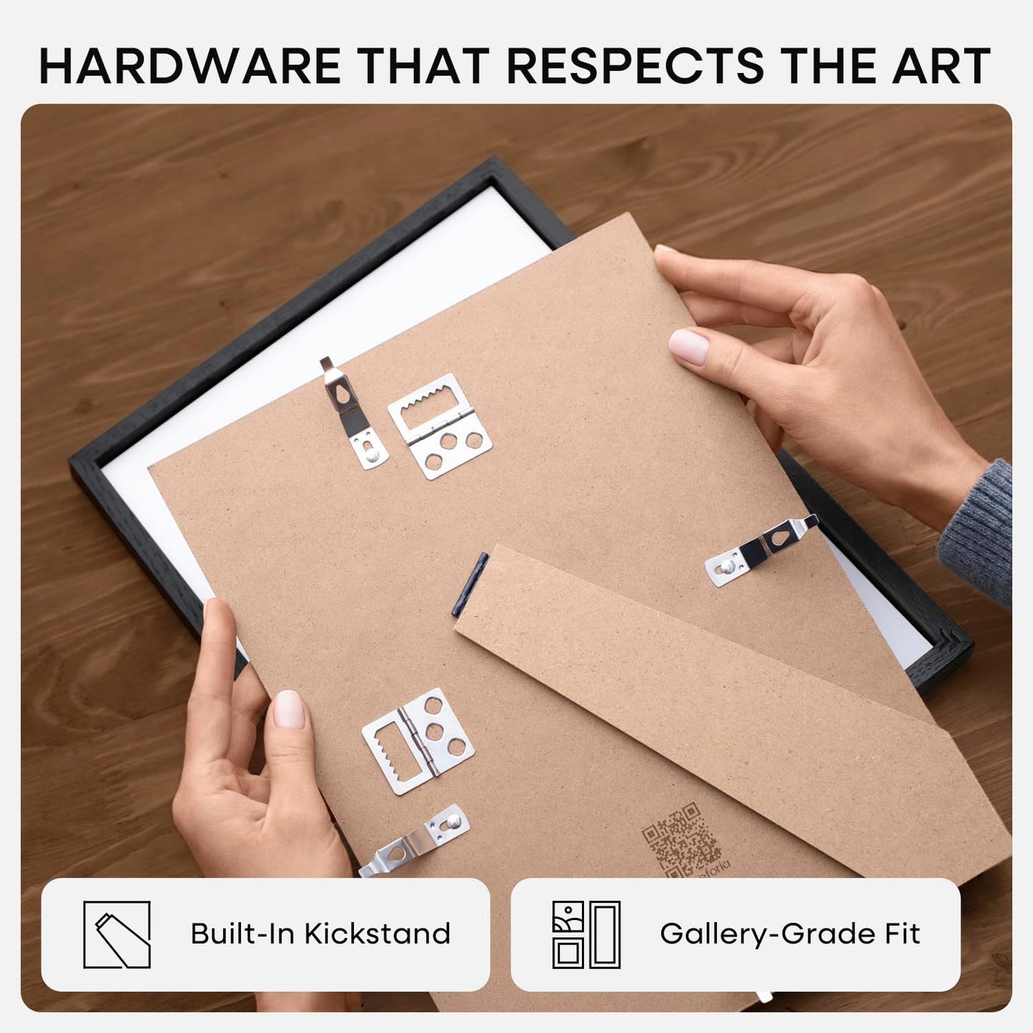 Homeforia A4 Picture Frame Black Wood, High-End Oak 8.3 x 11.7 Black Poster Frames Matted to 5.8 by 8.3 Photo, 8.3x11.7 Size Wooden Frame with Mat for 5.8x8.3 Print, Tempered Glass, Wall Kit, Set of 1