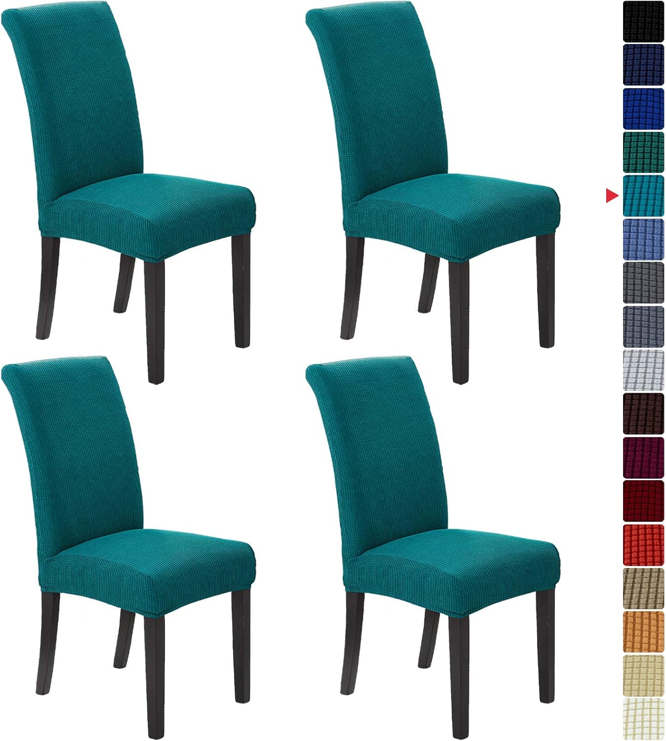 Howhic Stretch Chair Covers for Dining Room Set of 4, Removable Washable Dining Room Chair Covers, Dining Chair Slipcovers Seat Protector, Great for Home Decor and Banquet Upholstery (Teal, 4 Pack)
