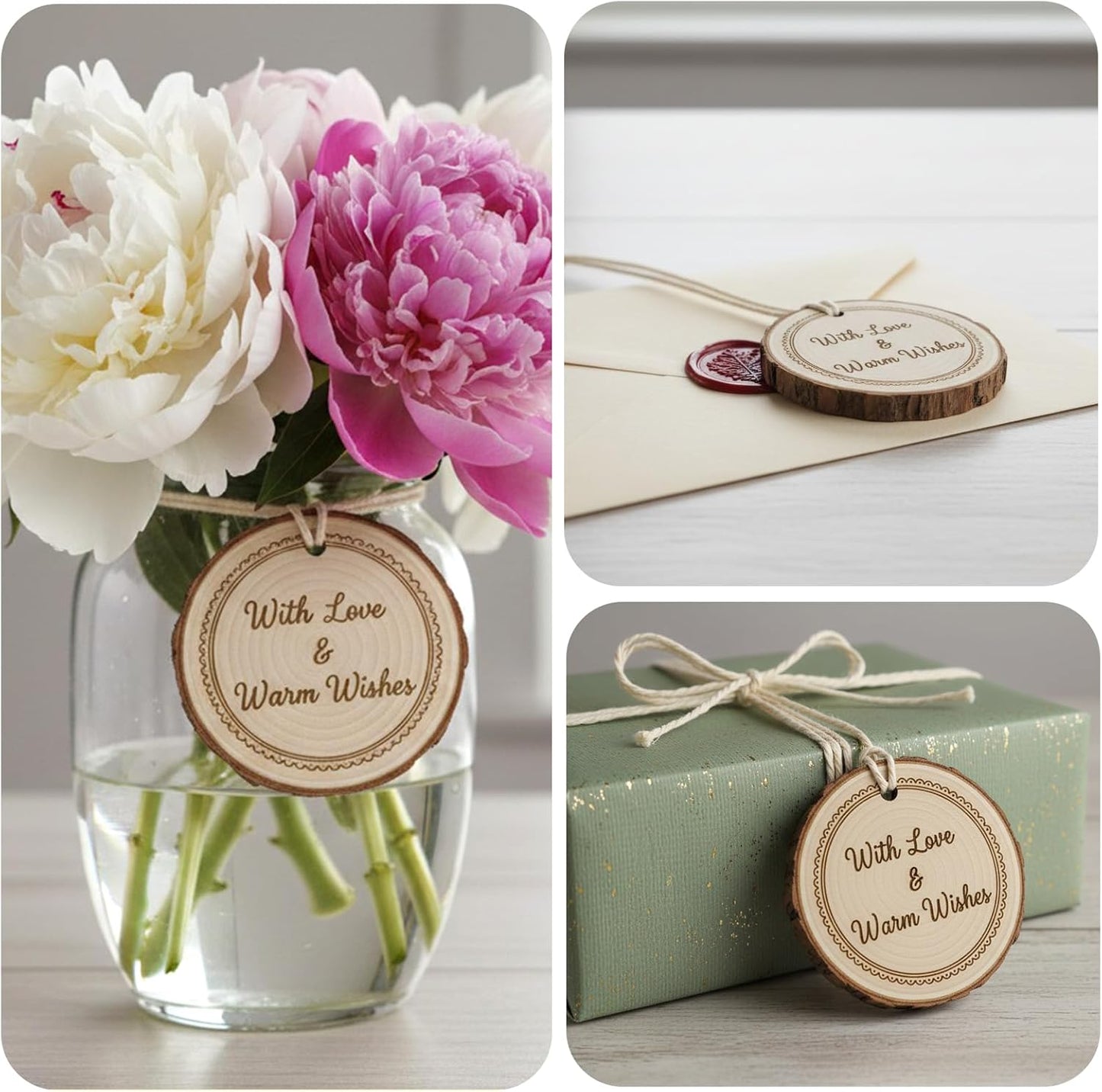 JOHOUSE 40Pcs Wood Slices, 2.9"-3.4" Unfinished Natural Wood Rounds for Crafts, Christmas Ornaments, Home Decor, Painting, Coasters, DIY Gifts, Party Wedding Decor, with Pre-drilled Hole