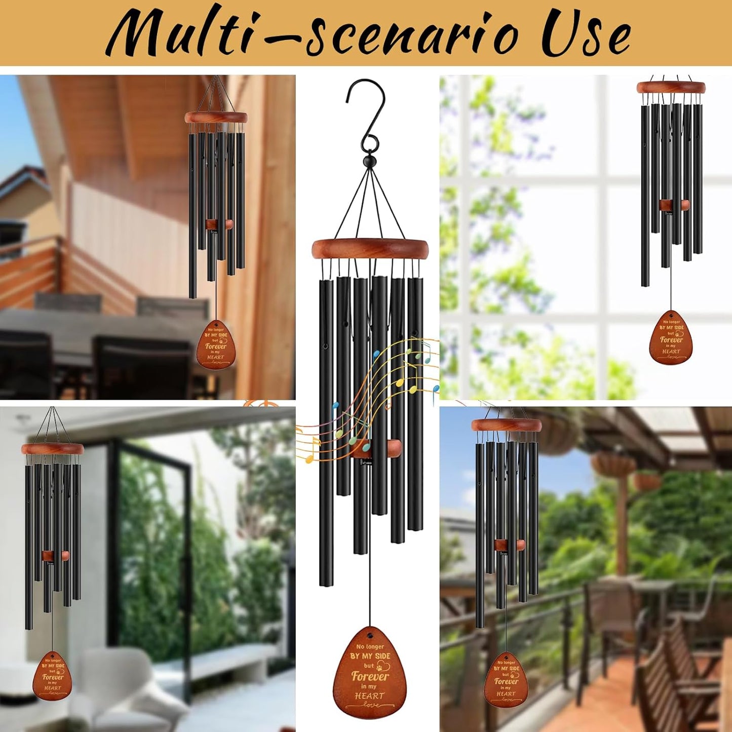 Pet Memorial Wind Chimes 26" - Dog Memorial Gifts for Loss of Dog, Dogs Remembrance Bereavement Gift, Pet Loss Sympathy Gifts (Design 4)