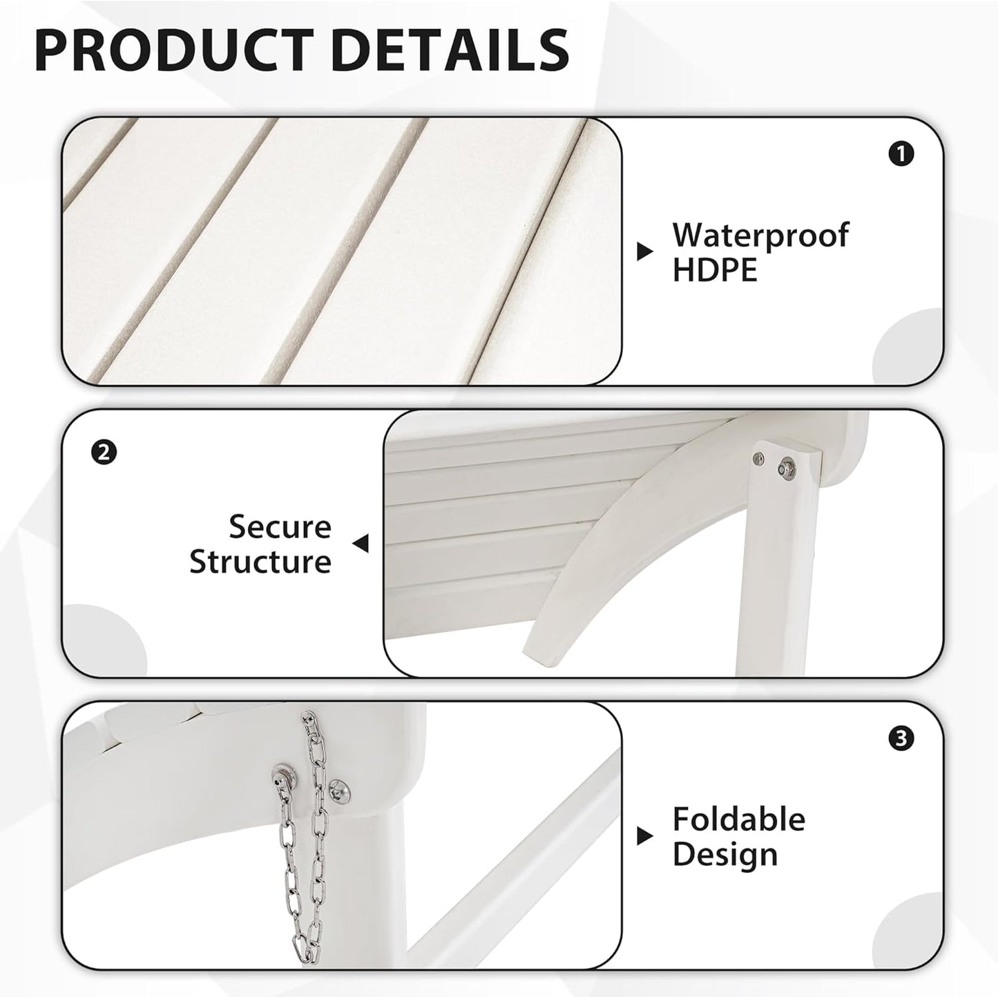 Sundale Outdoor Folding Plastic Adirondack Ottoman, All-Weather Adirondack Chair Footrest, Fade and Rust Resistant, Perfect for Outside Patio Garden Pool Yard White