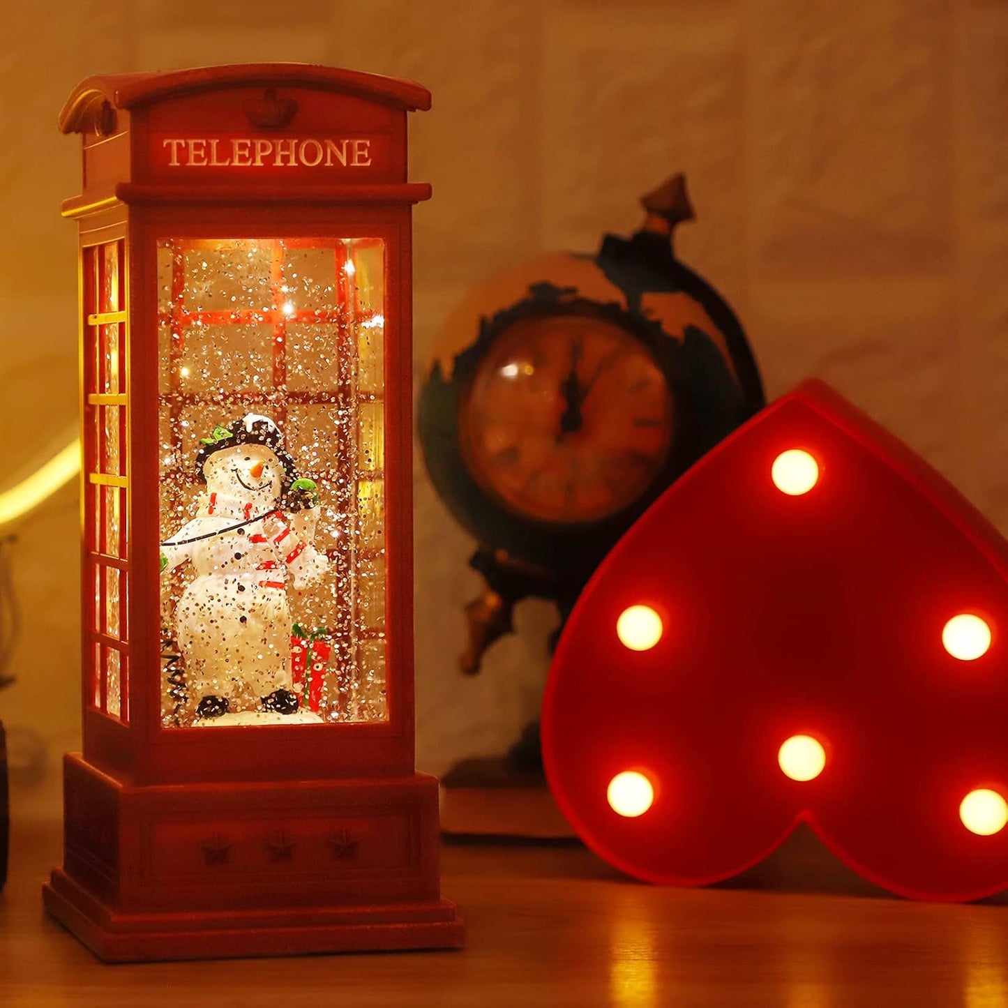 House & Garden Decoration,Christmas Lantern with 8 Pieces of Music,Sparkling Crystal Keep Circling Around The Snowman Families Music Box as a (Snowman)