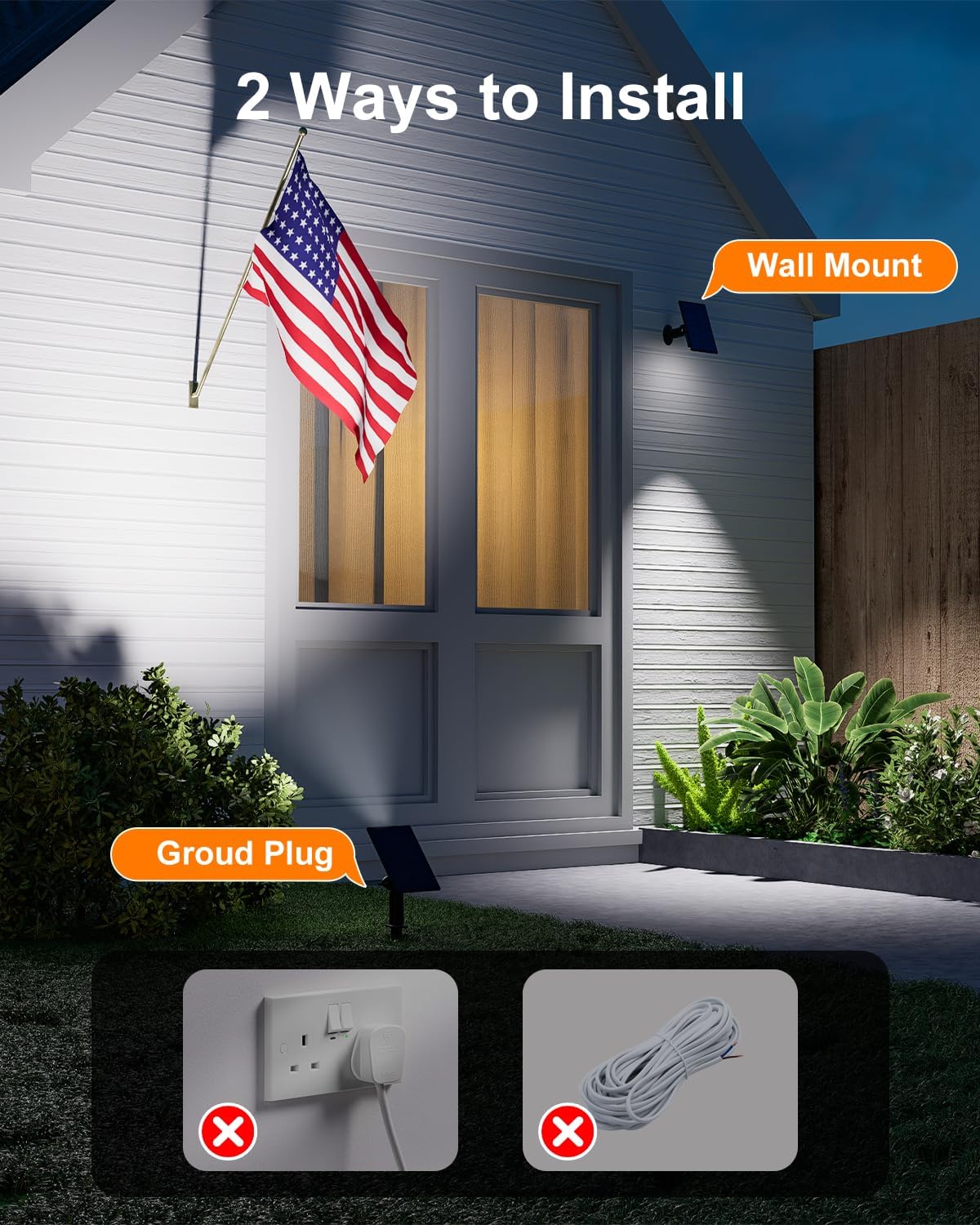 6 Pack Solar Power Spot Lights Outdoor Waterproof LED Dusk to Dawn Landscape Spotlight Lamp for Outside Yard, Tree, Flag, Plants, Garden, Statues, Outside, 3 Modes, 18 Hours Accent Ambient Lighting