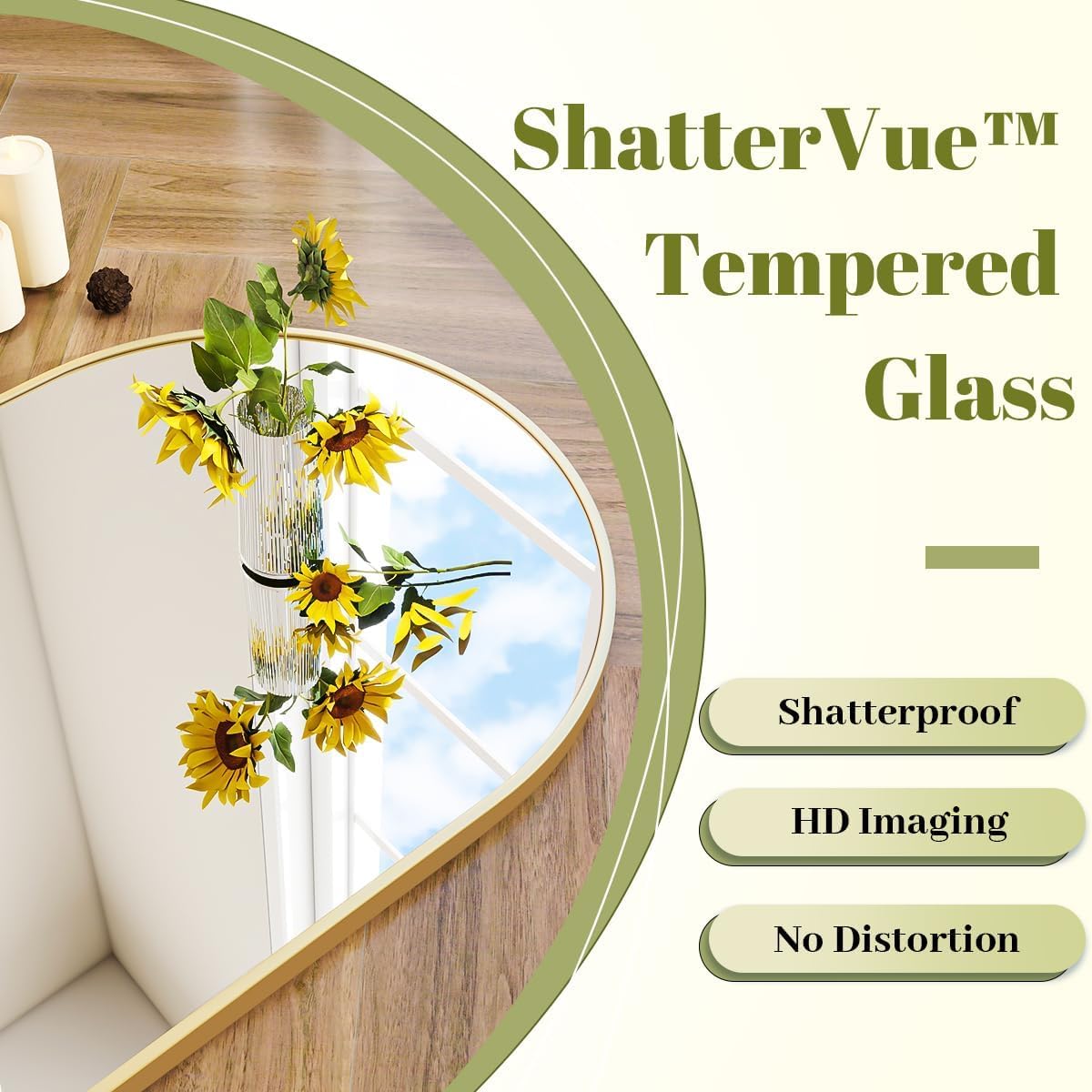 BEAUTYPEAK 31"x32" Arch Bathroom Mirror, Wall Mounted Vanity Metal Frame Mirror for Bedroom, Entryway, Living Room, Gold