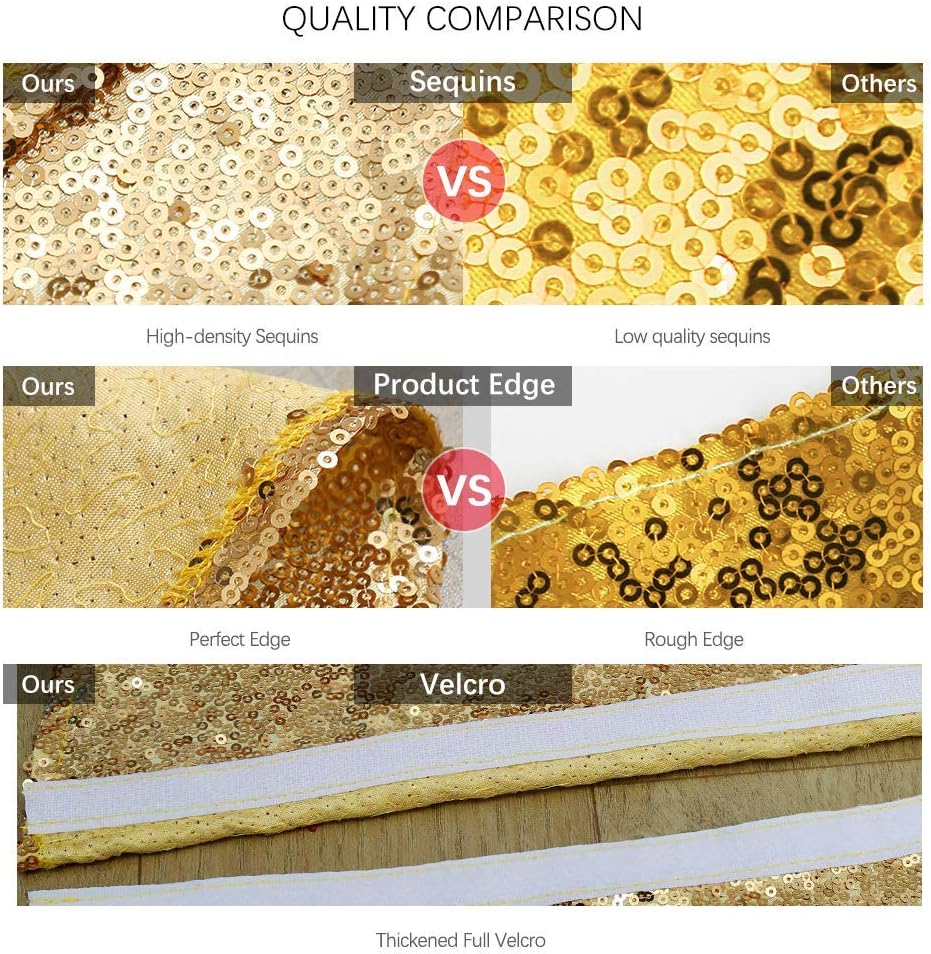 Gold Christmas Tree Skirt 36 inch Small Tree Skirt 4ft Sequin Tree Skirt for Gold Christmas Decorations