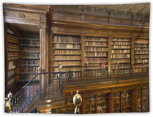 Kurtect Library Tapestry,Vintage Medieval Antique Bookshelf Bookcase Pattern Print Tapestries for Party Beach Picnic Blankets Tablecloths Living Room Wall Deocr, 30x40 in