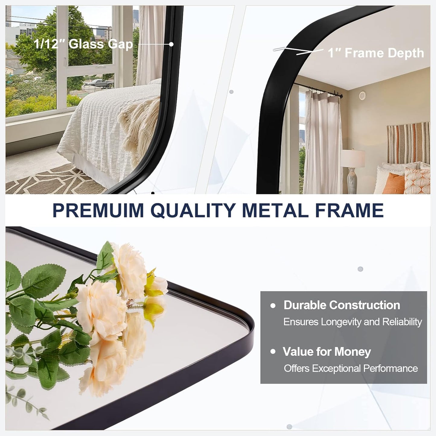 ANDY STAR 30x36” Black Bathroom Mirror, Oblong Vanity Mirror with Stainless Steel Metal Frame, Matte Black Oval Mirror for Over Sink, Modern Anti Rust Wall Mounted