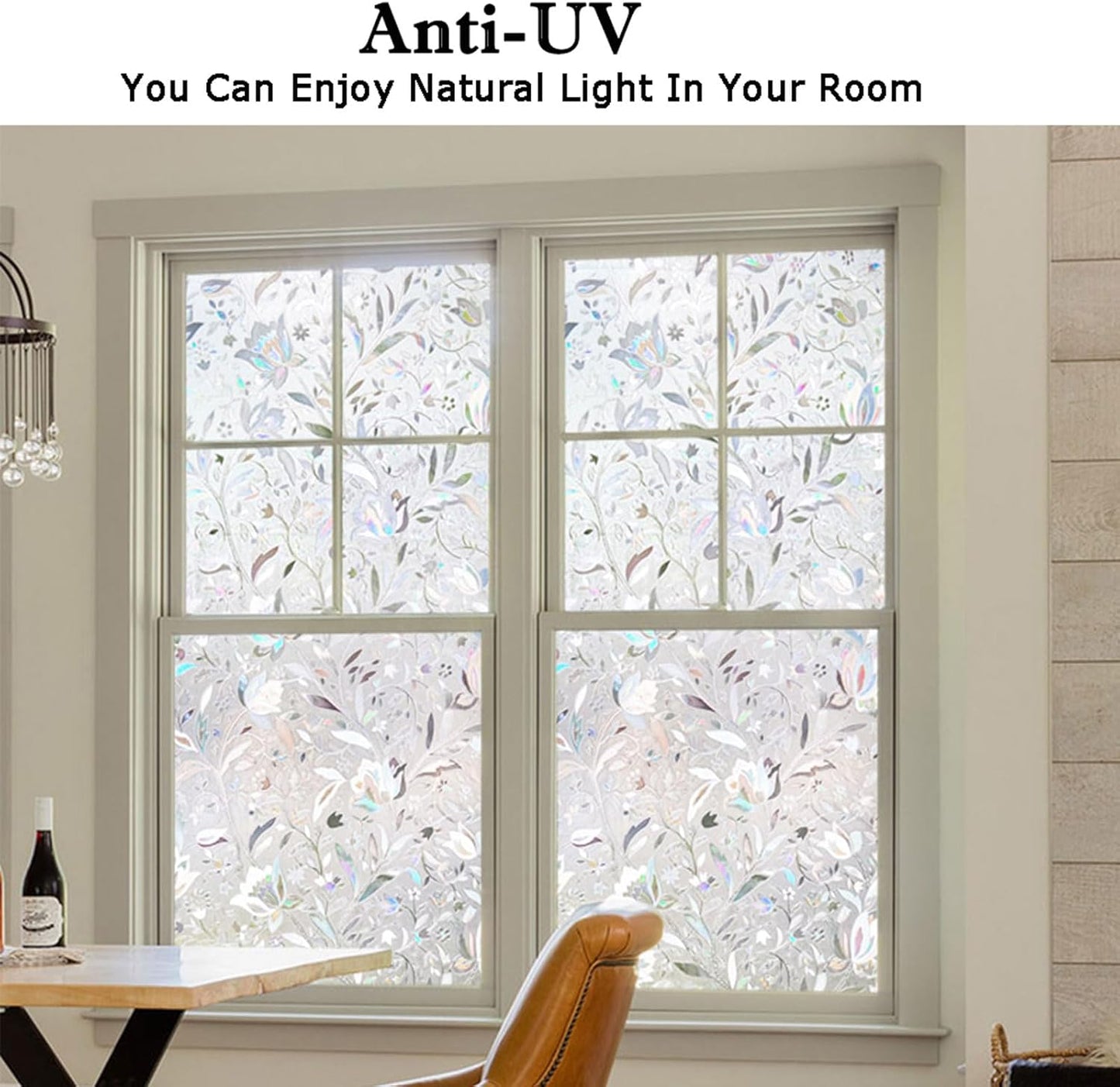 Kromapolis Window Film - Privacy, Vinyl Glass Covering, Stained Glass Decorative, Frosted Static Clings, Non-Adhesive, No-Glue (29.5 x 157.4 Inch)