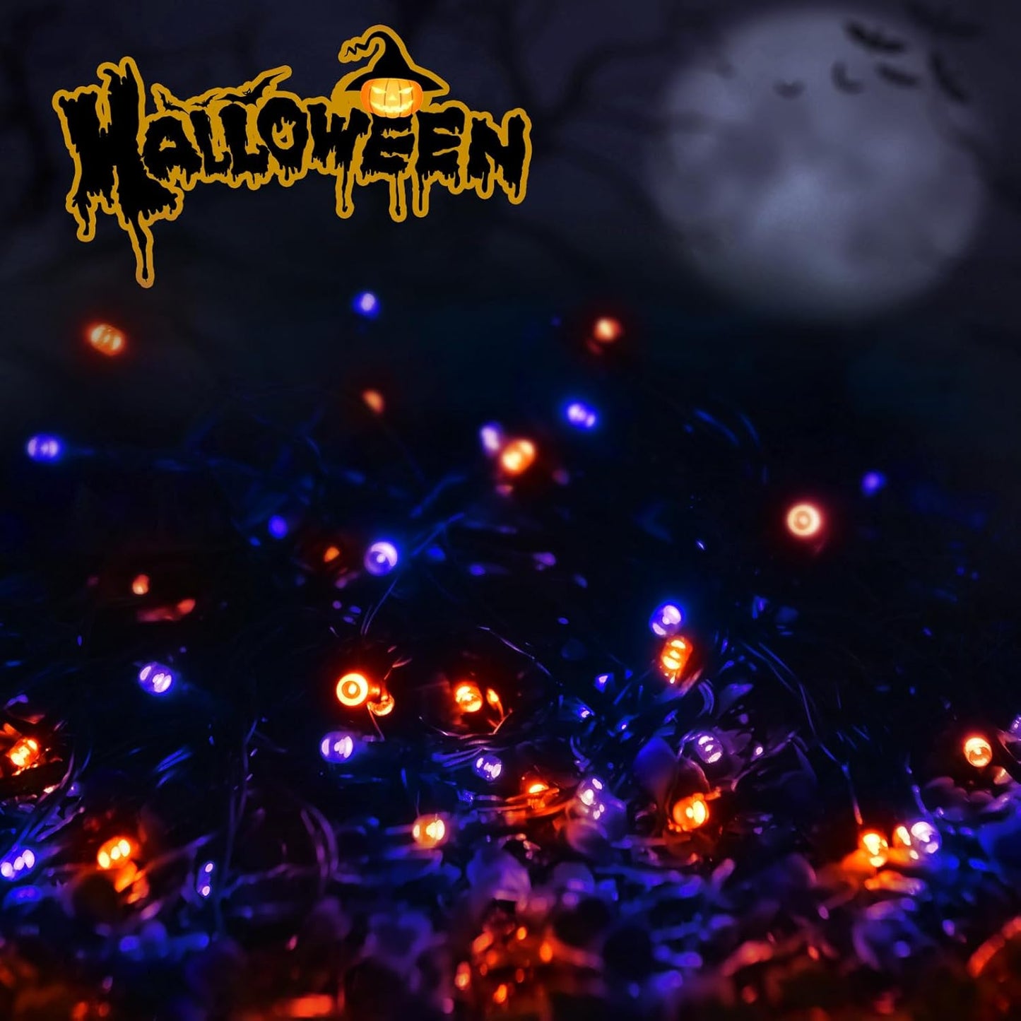 2 Pack 400 LED Solar String Lights, 8 Modes Solar String Lights for Outside, Waterproof and Solar Powered Outdoor String Lights for Holiday Christmas Yard Garden Tree Wedding Party (Orange Purple)