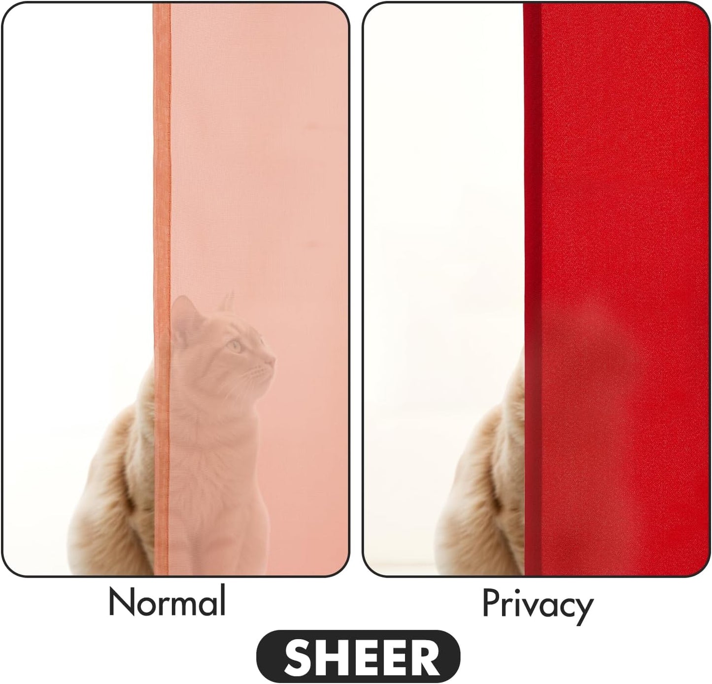 MIULEE Red Privacy Sheer Curtains That Let Light in 90 Inches Long Non-See-Through Semi Sheer Curtain Light Filtering Window Curtains Christmas Drapes for Living Room Bedroom 2 Panels Set 42 X 90