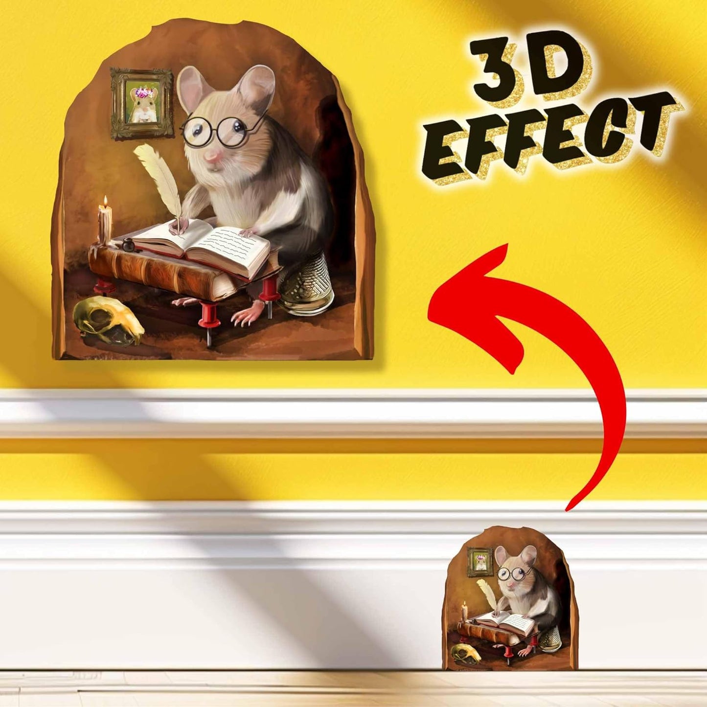 Mouse Reading Book, Wall Decor Sticker Decal, Kids Room, Classroom, Home, Bedroom, Bookcase, Book Lover, of Mice and Men, Children, Adorable, (Novelist Mouse)