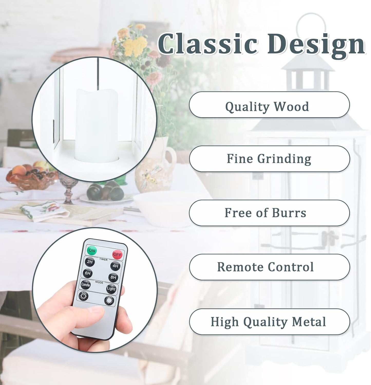 Bdor 26in Farmhouse White IP65 Waterproof Wood Metal Decorative Lanterns with Remote Control, Timer, Tempered Glass, Flameless Pillar Candles, Decorative Lanterns for Home Decor, Front Porch, Wedding