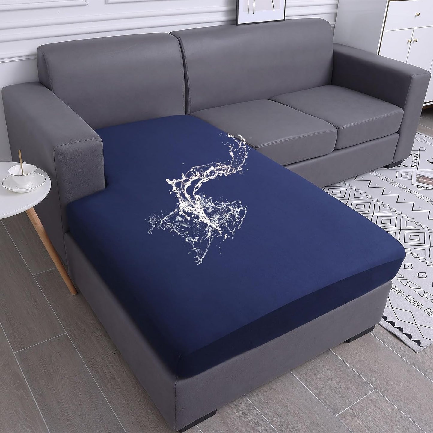 hyha Waterproof Couch Cushion Covers, Sectional Sofa Slipcovers Washable, L Shape Chaise Dog Couch Covers for Sectional Sofa, Universal Furniture Protector (1 Piece for Chaise, Navy)