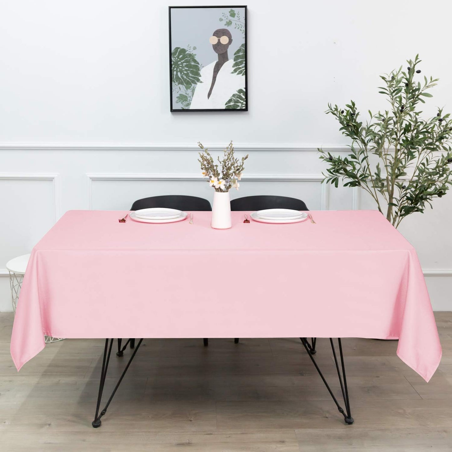 sancua Rectangle Tablecloth - 60 x 120 Inch - Stain and Wrinkle Resistant Washable Polyester Table Cloth, Decorative Fabric Table Cover for Dining Tables, Buffet Parties and Camping, Pink