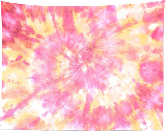 Loccor 9x6ft Tie Dye Tapestry Light Orange Watercolor Craft Dirty Tie-Dye Textile Abstract Chaotic Hippie Tapestry Wall Hanging for Living Room Bedroom Decor （Pattern Painted on Polyester Fabric）
