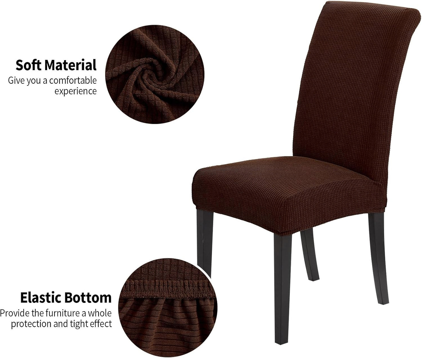 Joccun Chair Covers for Dining Room Set of 2, Dining Chair Slipcovers Stretch Dining Room Chair Covers Seat Protector,Washable Parsons Chair Cover for Home,Hotel(Chocolate,2 Pack)