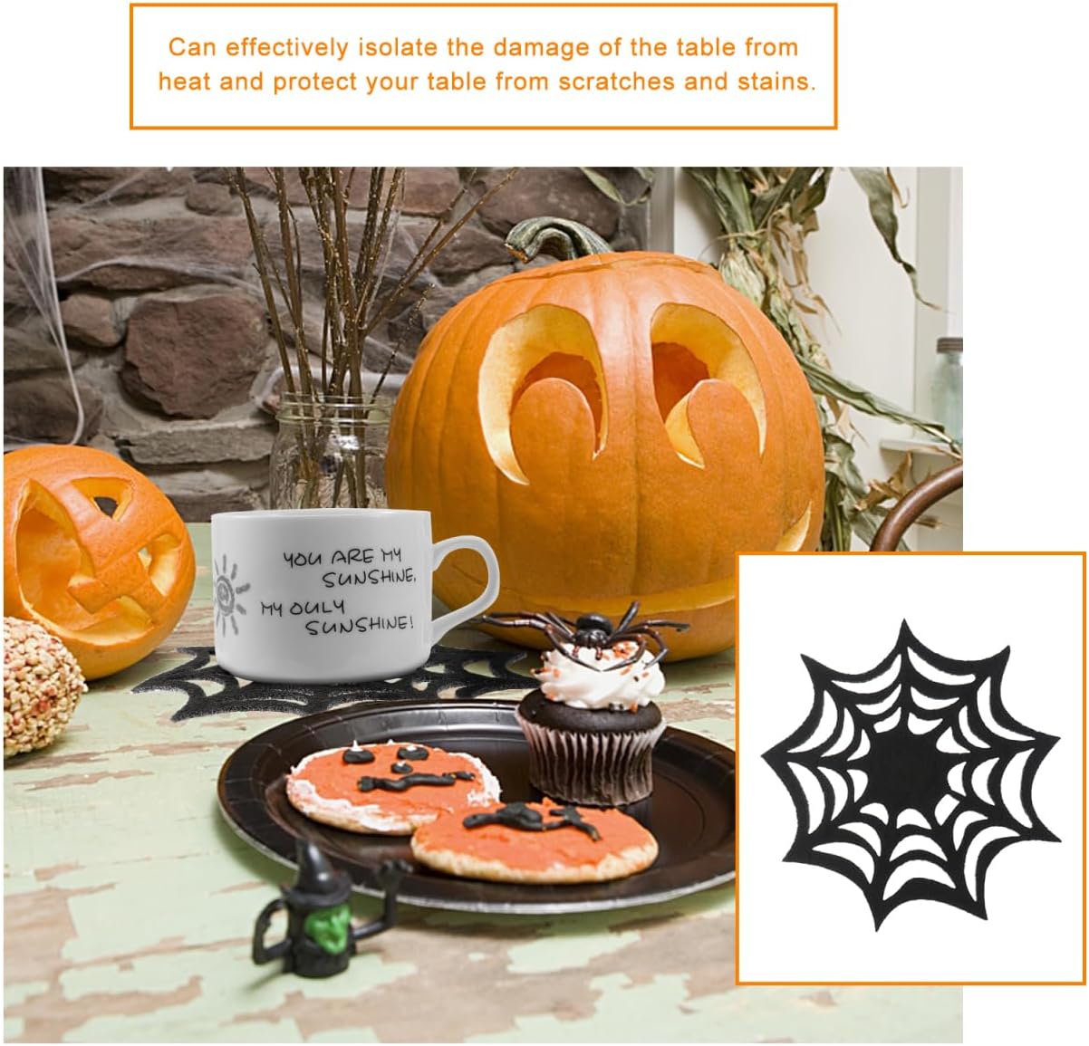 VOSAREA 10pcs Halloween Spider Web Coasters Placemat Decorative Table Placemats Doilies Halloween Decorarion Supplies