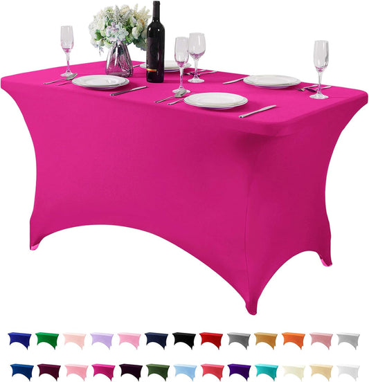 Spandex Table Cover for 4FT or 6ft or 8ft Table Universal Fitted Stretch Tablecloth for Party, Banquet, Wedding and Events-Fuchsia