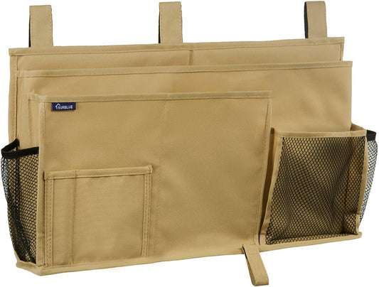 Surblue Bedside Caddy Hanging Bed Organizer Storage Bag Pocket for Bunk and Hospital Beds, College Dorm Rooms Baby Bed Rails,Camp 8 Pockets (Khaki)