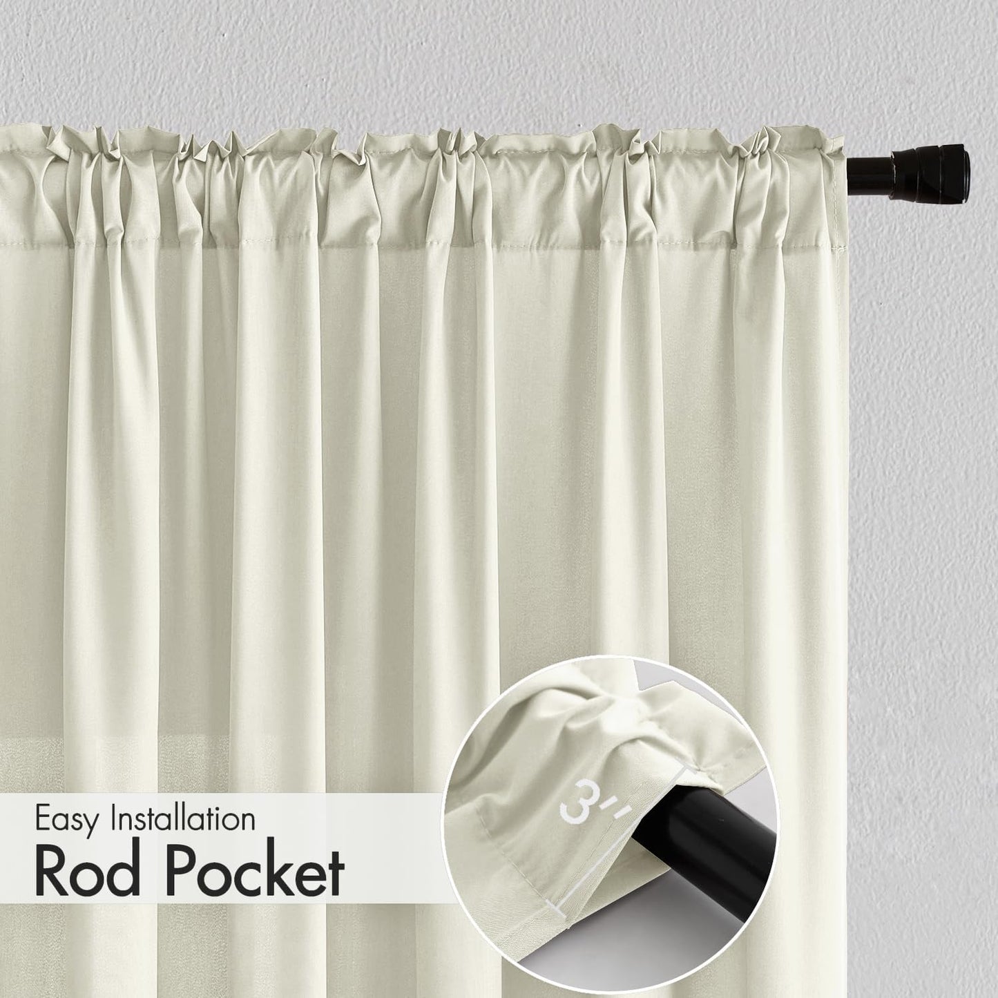 MIULEE Ivory Privacy Sheer Curtains That Let Light in 72 Inches Long Non-See-Through Semi Sheer Curtain Light Filtering Window Curtains Drapes for Living Room Bedroom 2 Panels Set 42 X 72