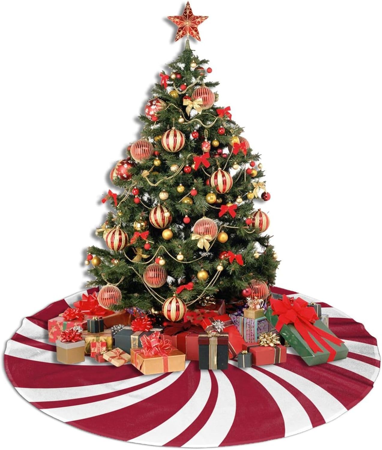 Christmas Tree Skirt,Mint Sugar Double Swirl Candy Xmas Tree Skirt Rustic Farmhouse Tree Skirt for Christmas Decor Xmas Holiday Home Party Decorations30