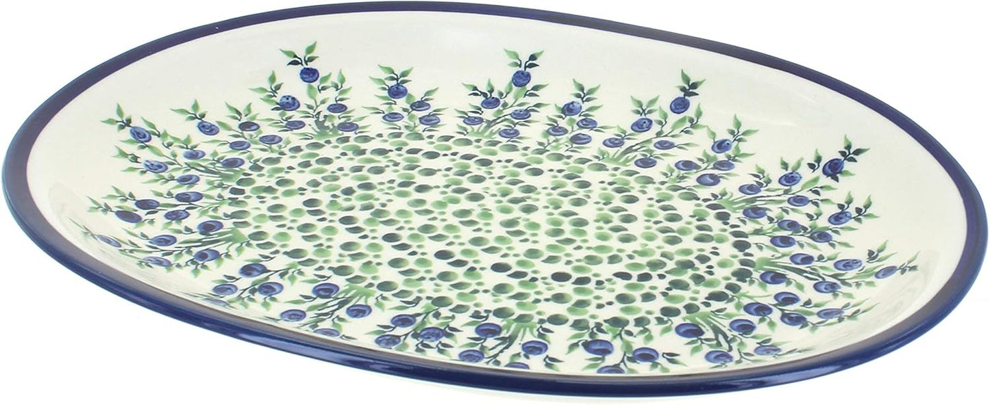 Blue Rose Polish Pottery Porcelain Vine Large Serving Platter