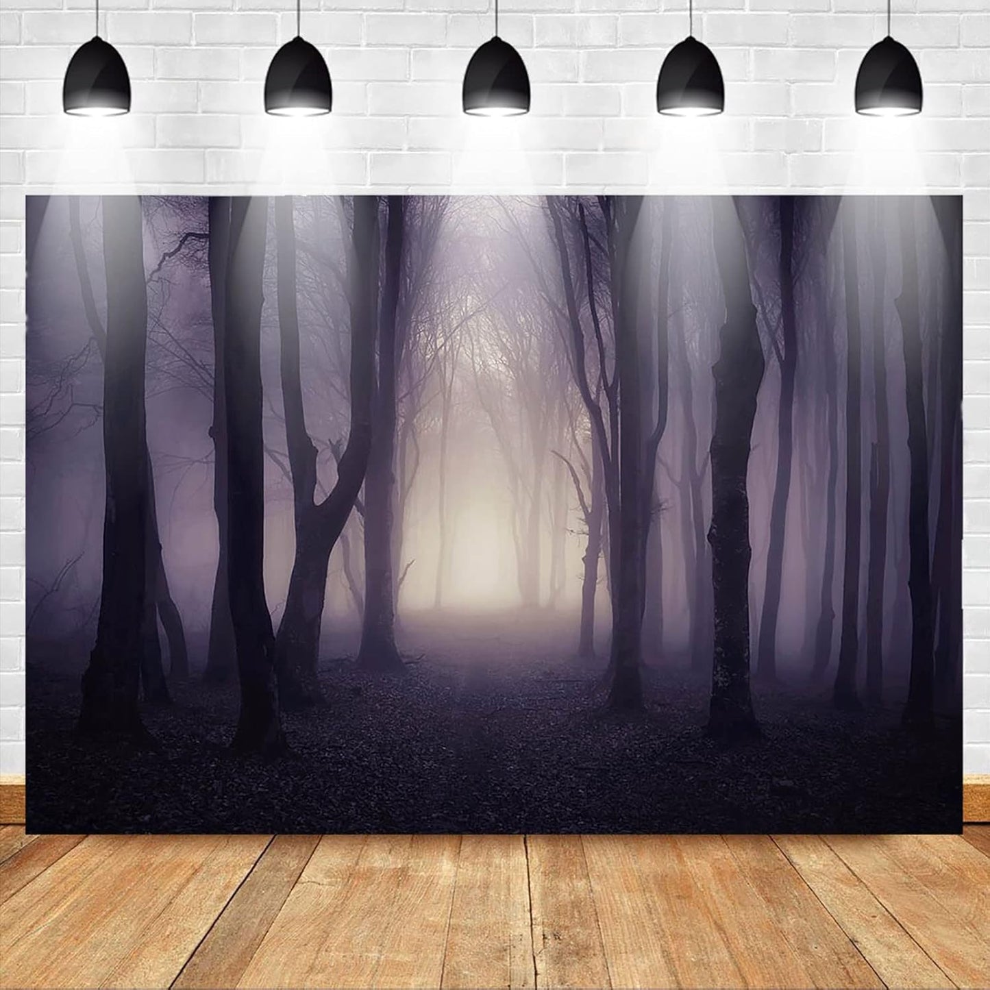 Mocsicka Halloween Photo Backdrop Misty Woods Dark Gloomy Forest Witch Wizard Party Background Halloween Night Ghost Photography Backdrops (8x6ft)