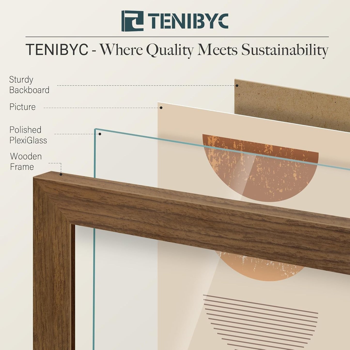 16x24 Poster Frame 3 Pack - Brown Woodgrain, Wood Poster Frame, Gallery Picture Frame - Wall Hanging