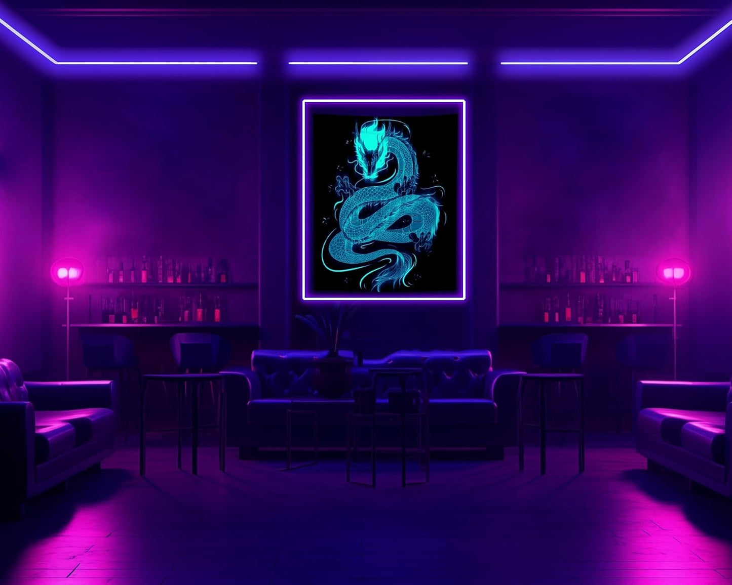 QGHOT Blacklight Dragon Tapestry Wall Hanging Cool Japanese Black Light Glow in the Dark Dragon Backdrop Uv Viking Tapestry for Boys Bedroom Mens Room Wall Deocr 37"x29"