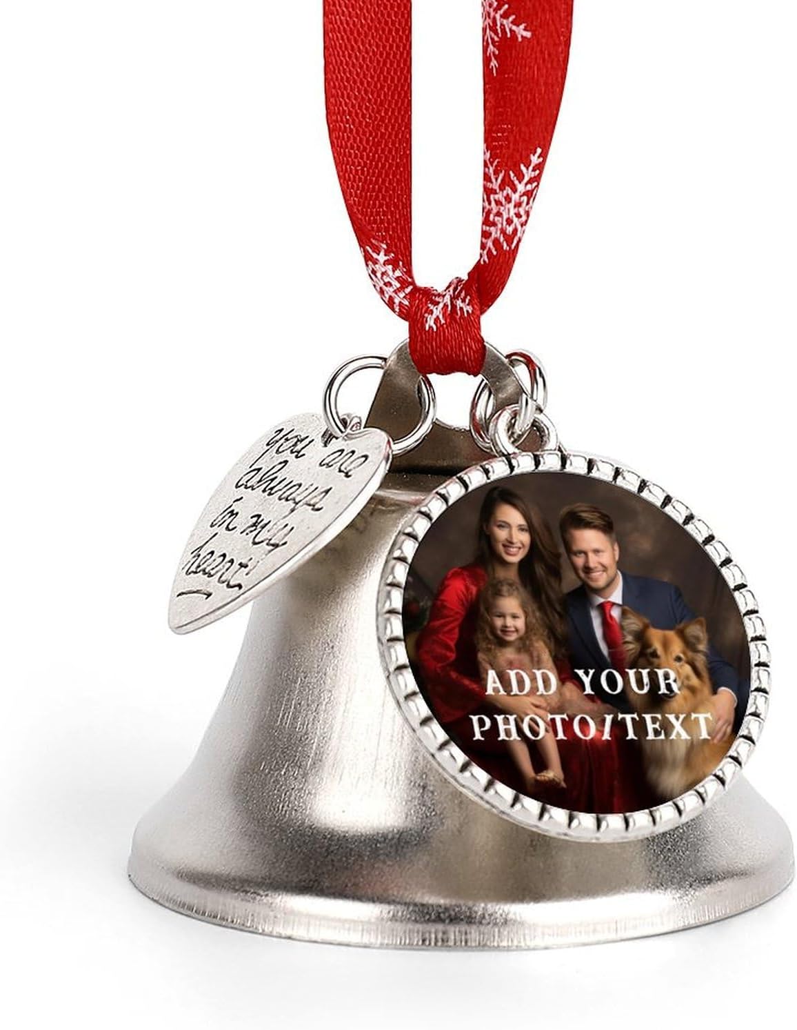 Personalized Christmas Ornaments - Custom Picture & Text Ornaments for Christmas 2024, Baby's 1st Christmas Ornament with Picture for Xmas Tree Custom Gifts for Family, Mom, Dad, Friend (Bell)