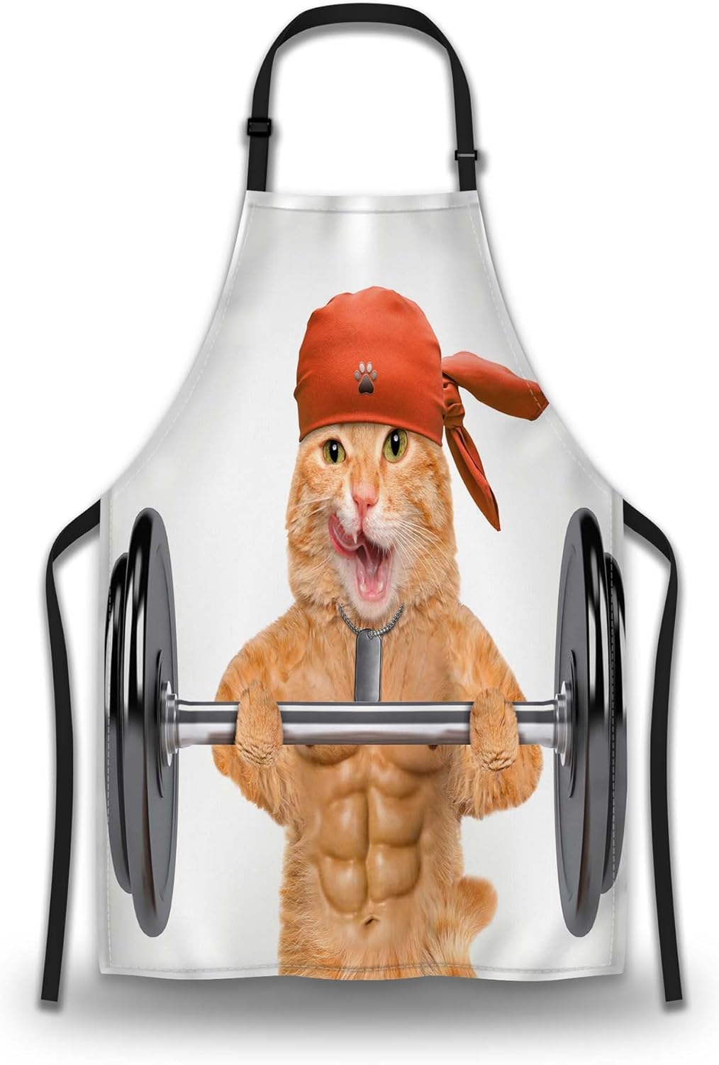 Apron Kitchen for Women Fitness Cat Mans Aprons for Cooking Funny for Kitchen Cooking Restaurant BBQ Painting Crafting Gardening 27” (W) x 31” (H), Waterproof Apron