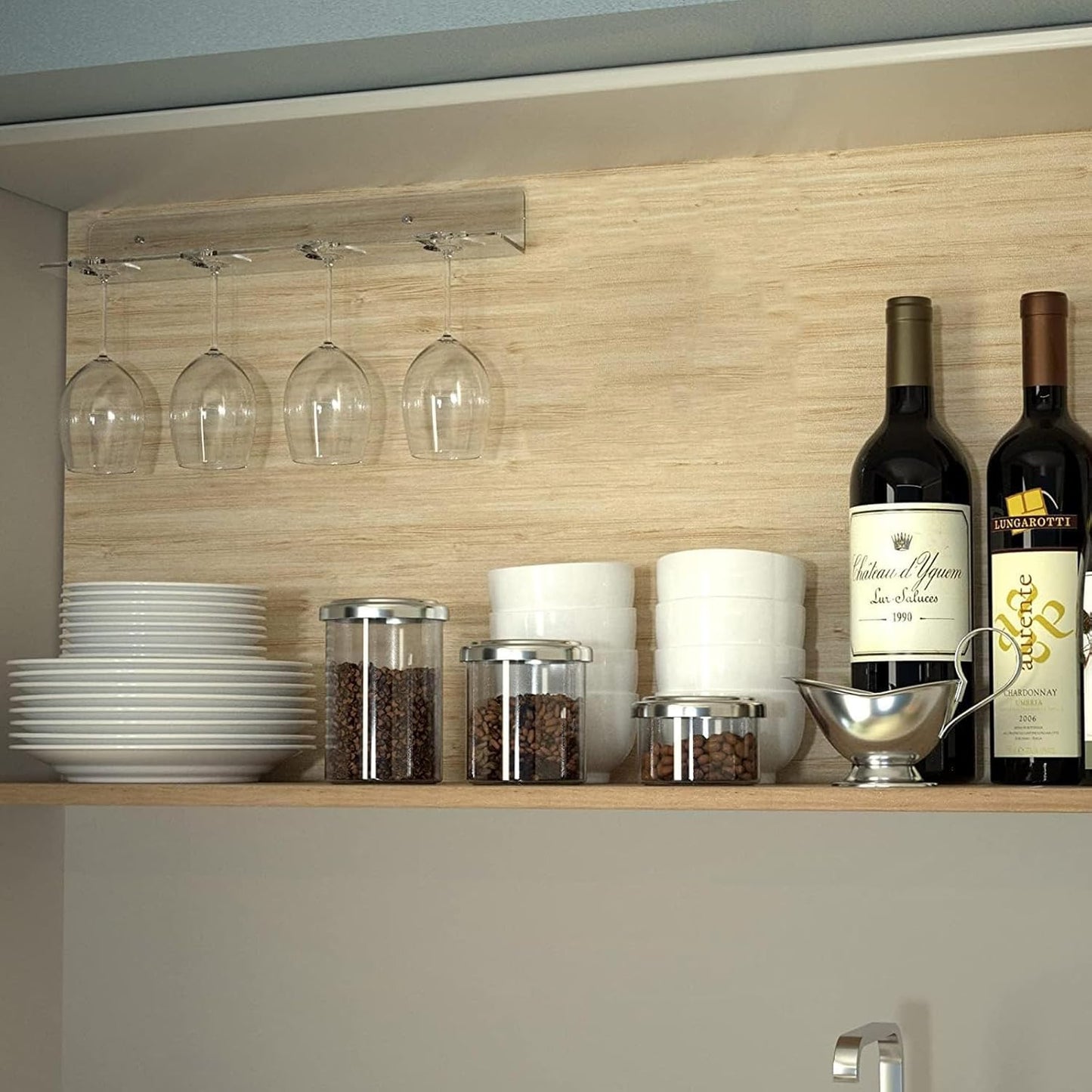 WANLIAN Wine Glass Holder - Wall Mounted Acrylic, Pack of 2 - Reception Party & Kitchen Tableware Storage Rack