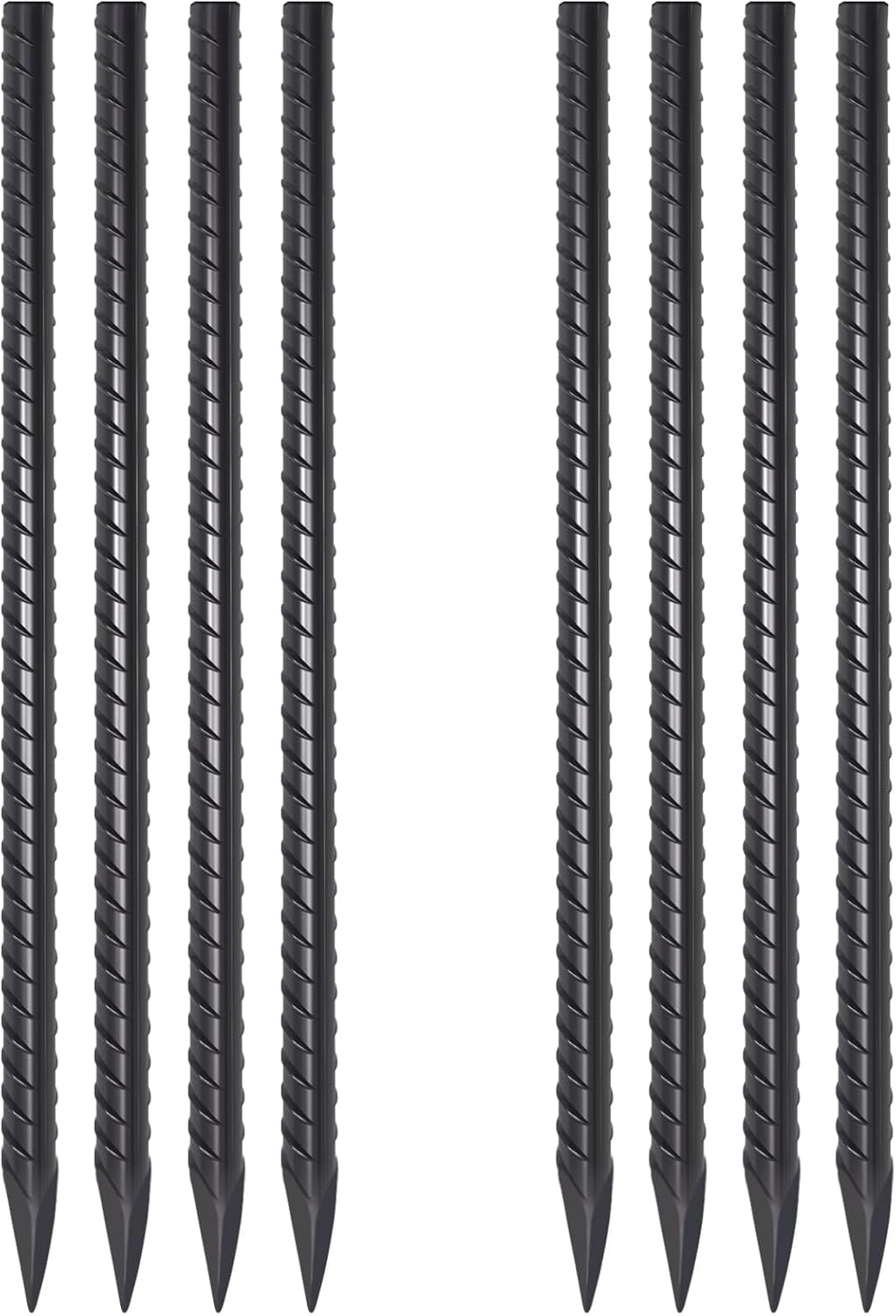 VVOKGO Rebar Stakes 24 Inch Ground Straight Concrete Form Stakes Heavy Duty (8pcs), 3/8" Diameter Metal Steel Spikes Anchors with Chisel Point End for Plant Support, Garden Border,Landscape Edging