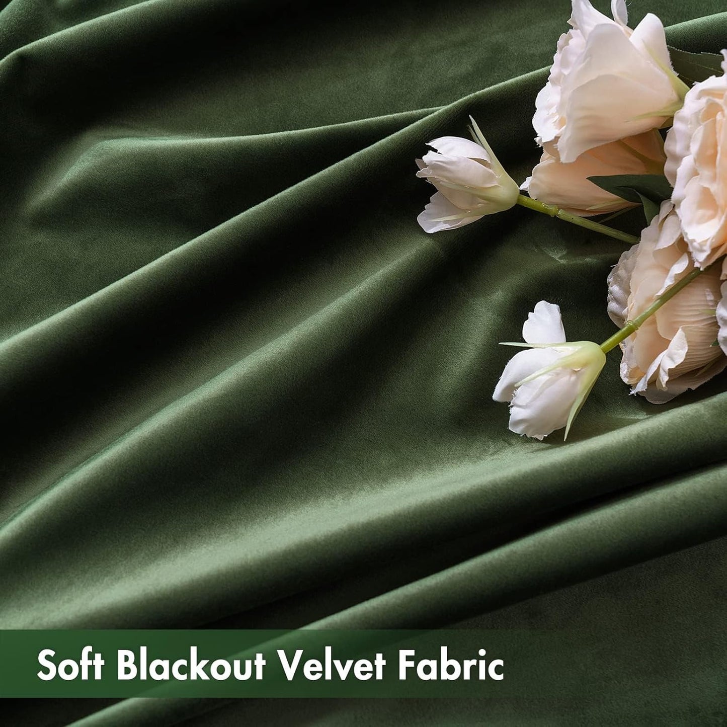 MIULEE Olive Green Velvet Curtains Thermal Insulated Blackout Curtain Drapes for Bedroom Living Room Darkening 92 Inches Long Curtains Panels Rod Pocket Set of 2