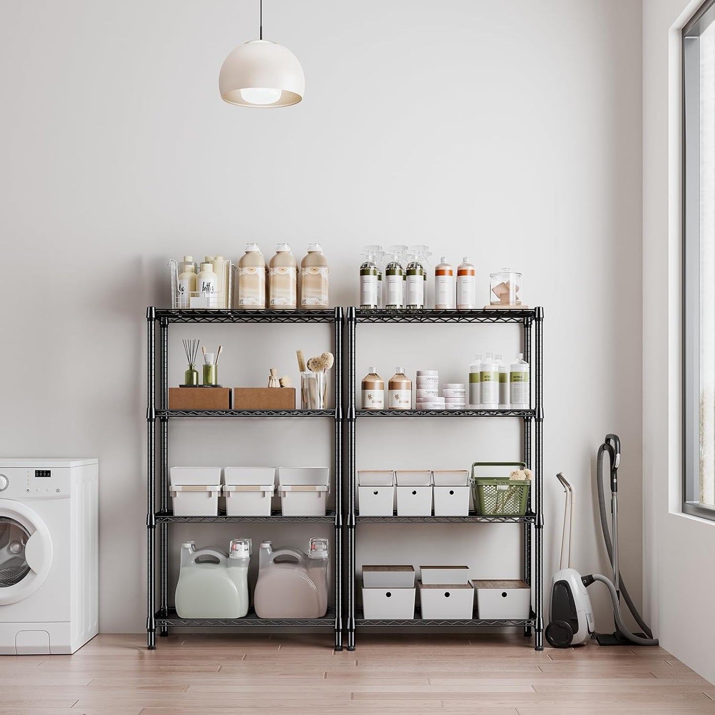 1000 lbs 4 Tier Shelf Metal Storage Shelves Shelving Wire Rack Heavy Duty Closet Organizers for Garage Kitchen Bathroom Laundry Black 13.8" D x 35.4" W x 59.5" H