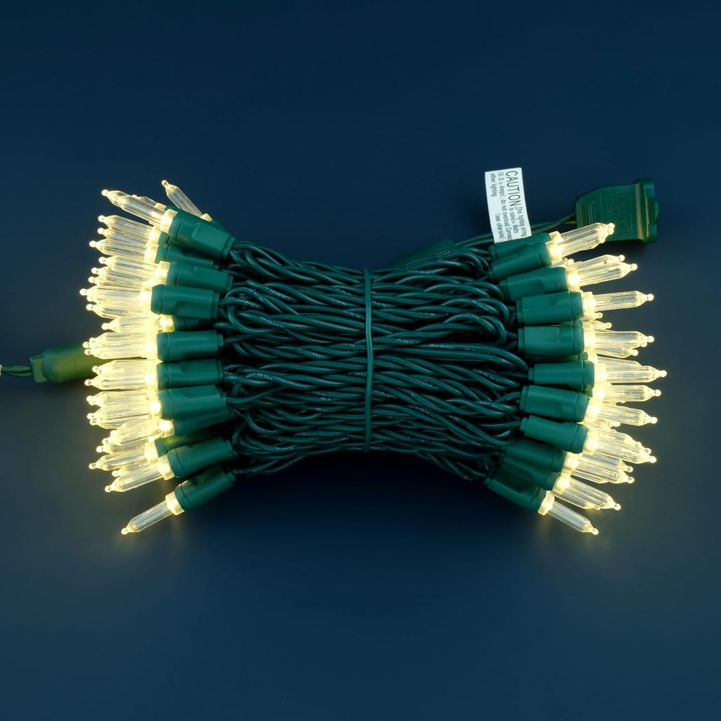 100 Warm White One-Piece LED Christmas Lights, 33 ft Green Cord High Waterproof UL Certified T5 Outdoor String Lights (Warm White)