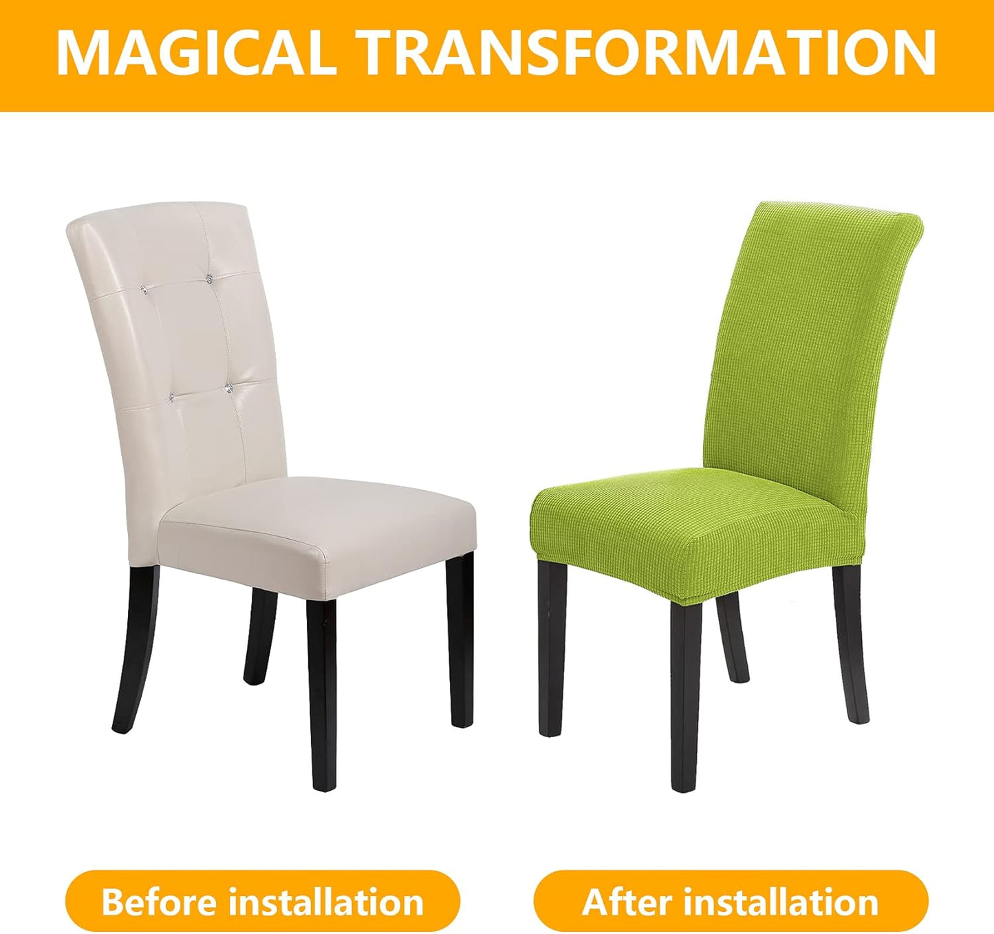 Howhic Chair Covers for Dining Room Set of 4, Stretchy Dining Chair Covers, Textured Jacquard Kitchen Chair Slipcovers, Classy Decor for Home and Banquet (Apple Green, 4 Pack)