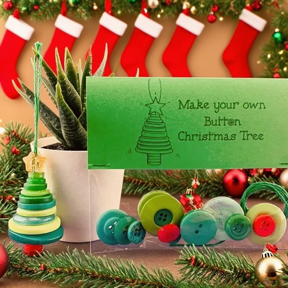 DIY Christmas Button Ornament Making Set - Snowman/Santa/Angel, Fun Holiday Craft Kit for All Ages, Ideal Xmas Tree Hanging Decor & Festive Gifts (A 8)