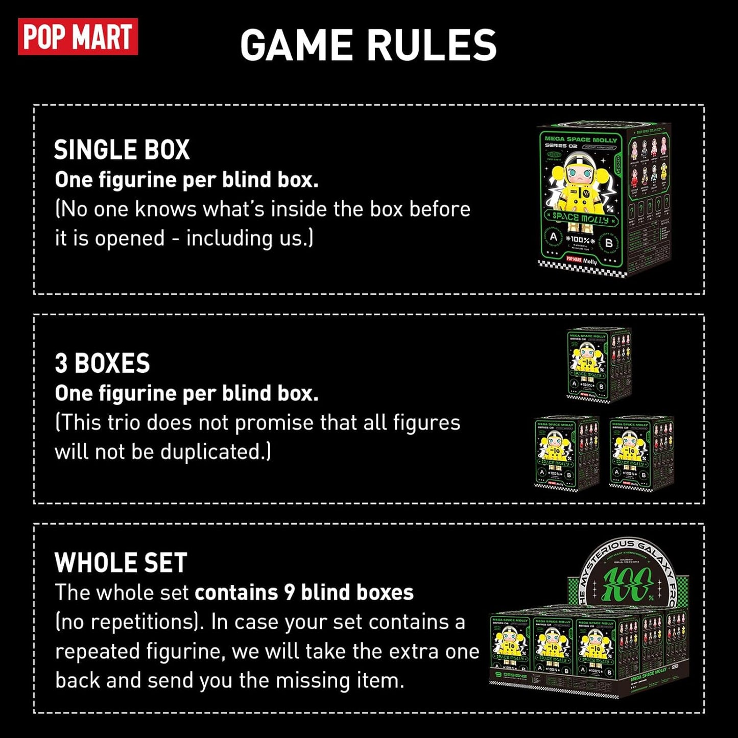 POP MART MEGA Space Molly 100% 2-B Blind Box Figures, Random Design Box Toys for Modern Home Decor, Collectible Toy Set for Desk Accessories, 9PC