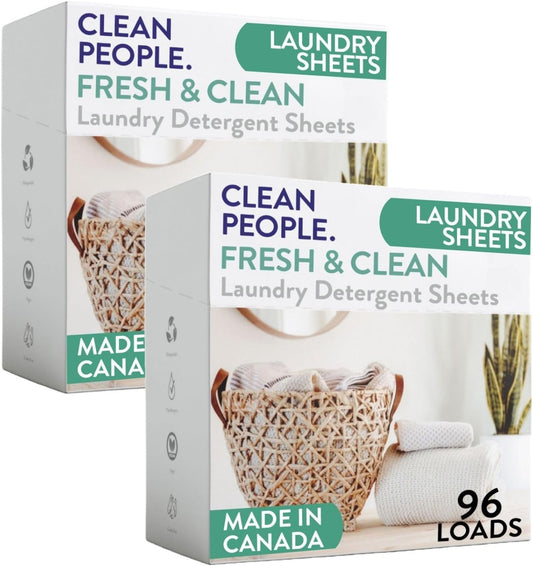 The Clean People Laundry Detergent Sheets - Laundry Soap - Ultra Concentrated, Recyclable Packaging, Stain Fighting - Fresh Scent, 192 Pack