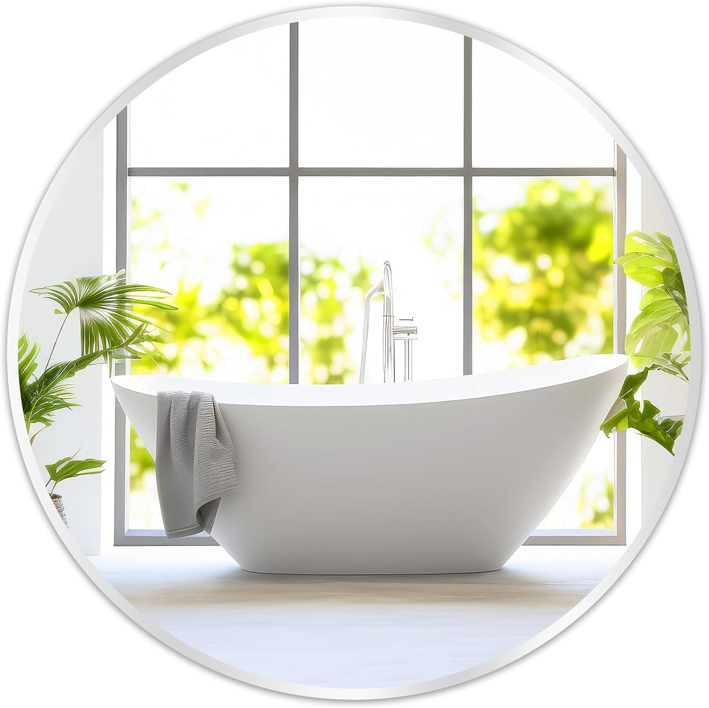 Fabuday Silver Round Mirror 30 Inch - Big Circle Mirror for Bathroom, Living Room, Hallway, Entryway, Matte Aluminum Frame Circular Mirrors for Wall Decor