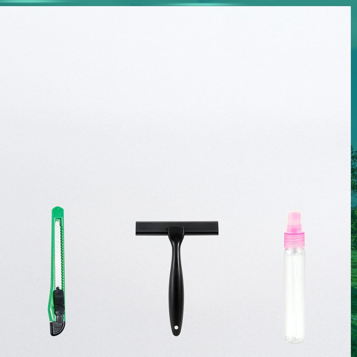 Frosted Glass Window Film with Tools,Reusable Window Privacy Film,Static Clings Window Film Kit for Home Bathroom and Office. (White, 17.5Inch×196.9Inch)