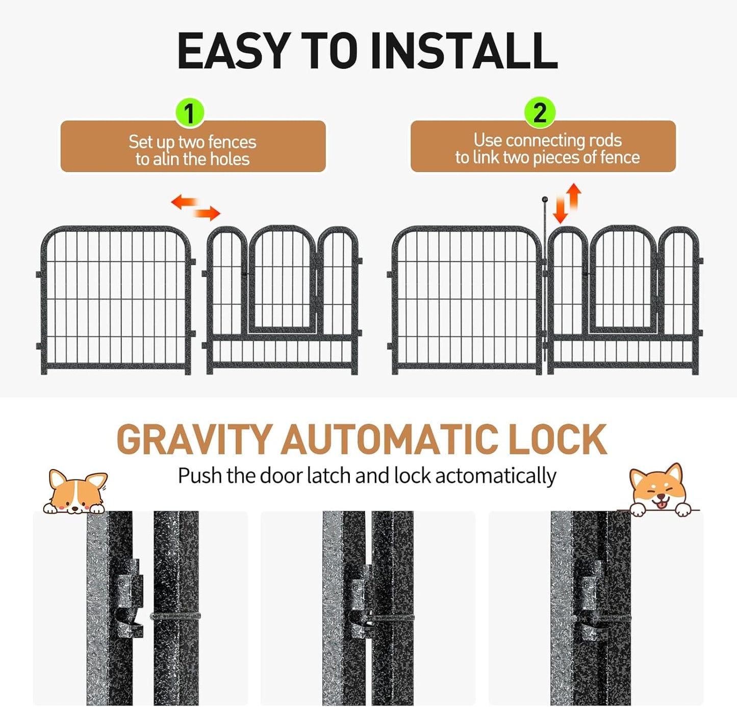 Metal Dog Playpen, 40" Inch Height 32 Panels, Large Dog Fence for Large/Medium/Small Dogs Indoor & Outdoor Bliss, Perfect Dog Pen for Camping, Yard and RV | Black-Silver
