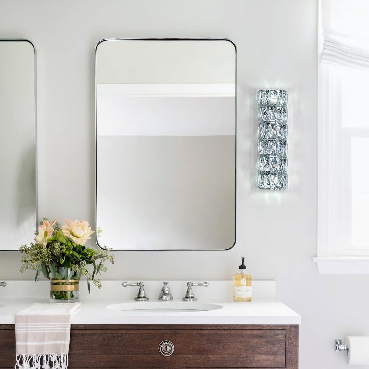 6 Layer Chrome Crystal Wall Sconce, Modern Wall Lamp Light Fixture for Bathroom Vanity, Stairway, Kitchen, Living Room, Bedroom, Hallway