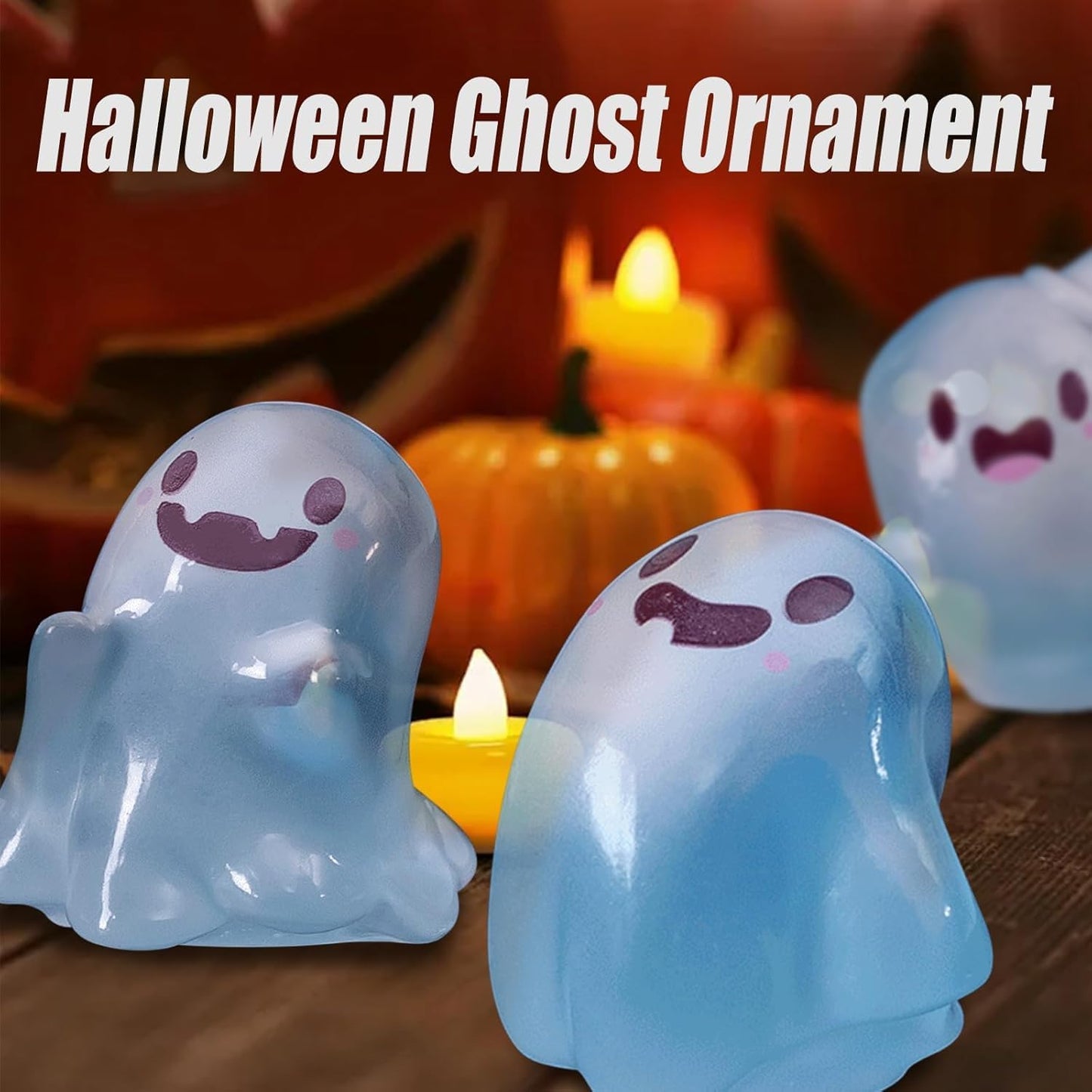 32 Sets Halloween Mini Ghost Figures with Box, Glow in The Dark Mini Resin Ghosts, Luminous Ghost Miniature Resin Figurines for Halloween Party Favors (1PCS B)