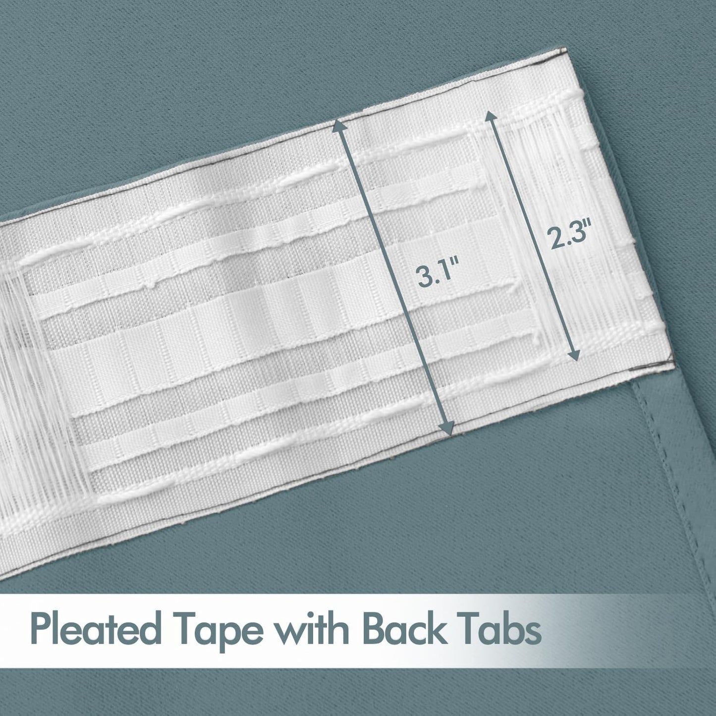 MIULEE Greyish Blue Back Tab Blackout Curtains 108 Inch Long 2 Panels Set for Bedroom, Rod Pocket/Pinch Pleat Extra Long Thermal Insulated Living Room Darkening Pleated Light Blocking Drapes