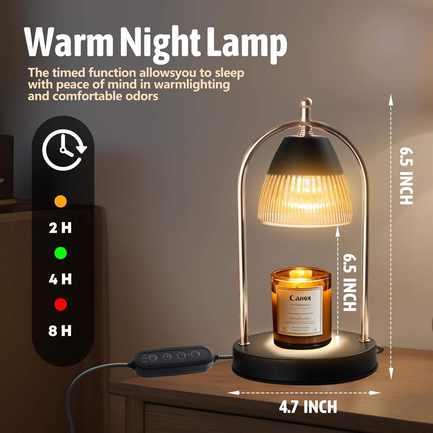 GEEZO Fragrance Candle Warmer Lamp，Electric Candle Warmer with Timer & Dimmer，Mom Christmas Birthday Gifts for Women, House Warming Gifts New Home Bedroom Decor