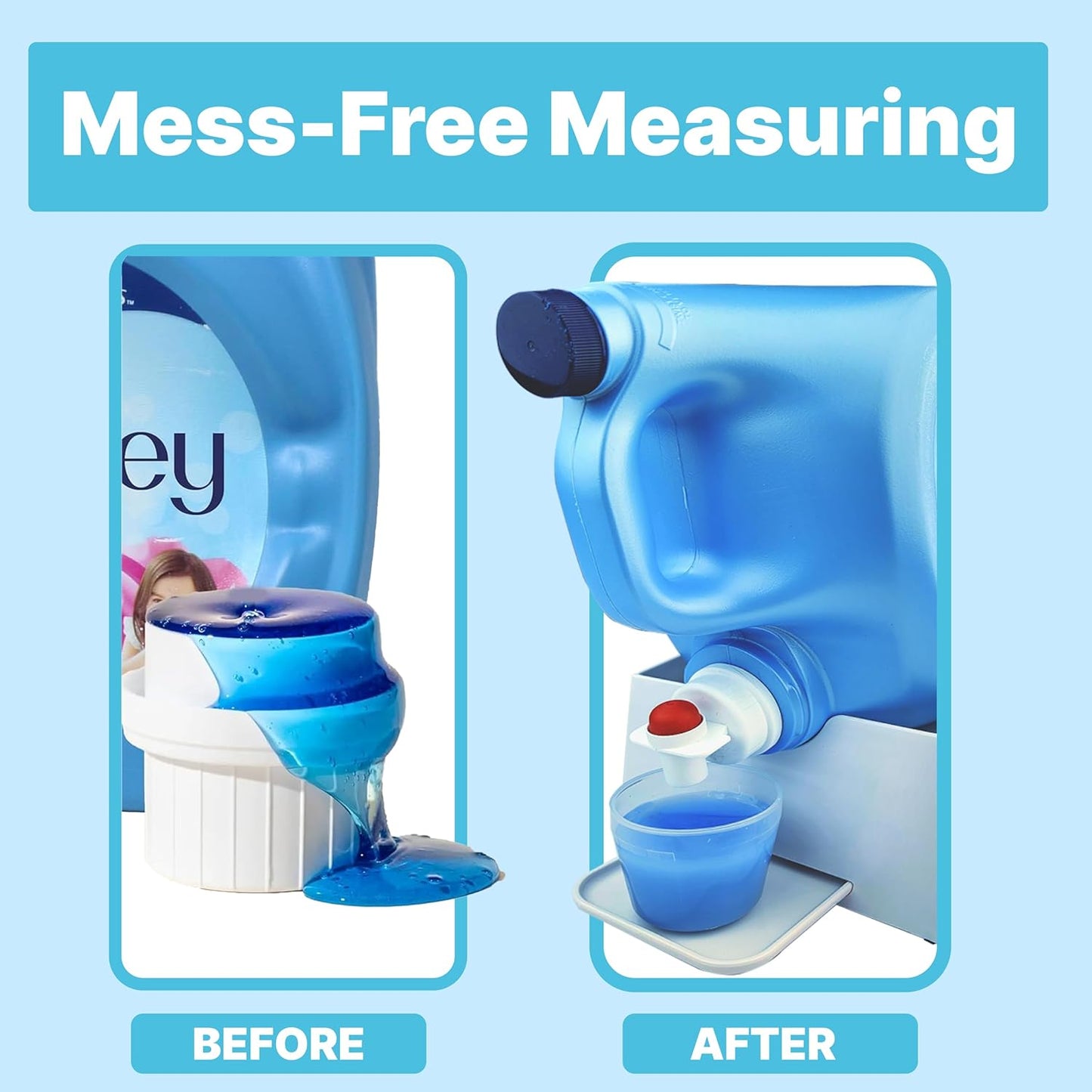 TidyFriend No-Spill Liquid Laundry Detergent Dispenser Holder, Laundry Soap Dispenser Holder with Drip Tray for Laundry Room Organization, Angled Downward Slope for Easy Pouring (No Strap, Ivory)