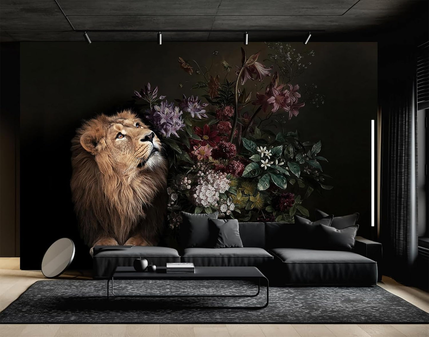 Lion Floral Wallpaper Nursery Wildlife Background Wall Mural Children's Room (Not Peel and Stick)