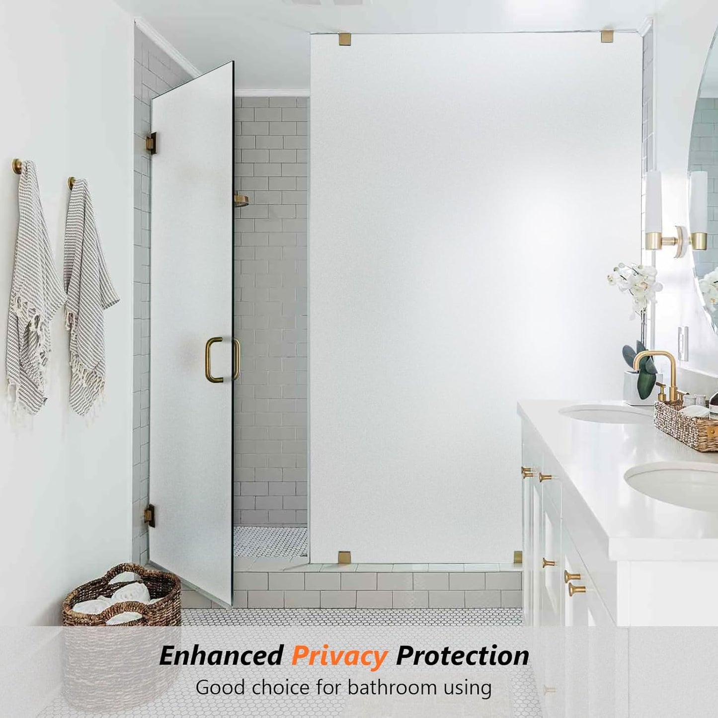 Kromapolis Window Privacy Film Frosted Glass Window Film, Heat Blocking Privacy Film for Glass Windows, Static Cling Non-Adhesive Frosting Window Stickers for Door Home (Frosted, 29.5 x 78.7 inch)